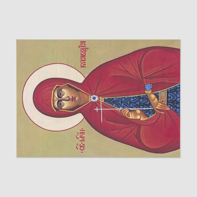 St. Claudia Orthodox Christian Icon Tissue Paper (Front)