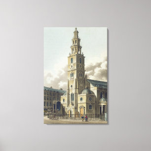 St. Clement Danes Church, pub. by Rudolph Ackerman Canvas Print
