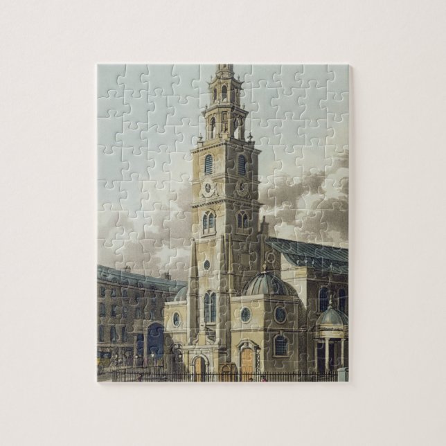 St. Clement Danes Church, pub. by Rudolph Ackerman Jigsaw Puzzle (Vertical)