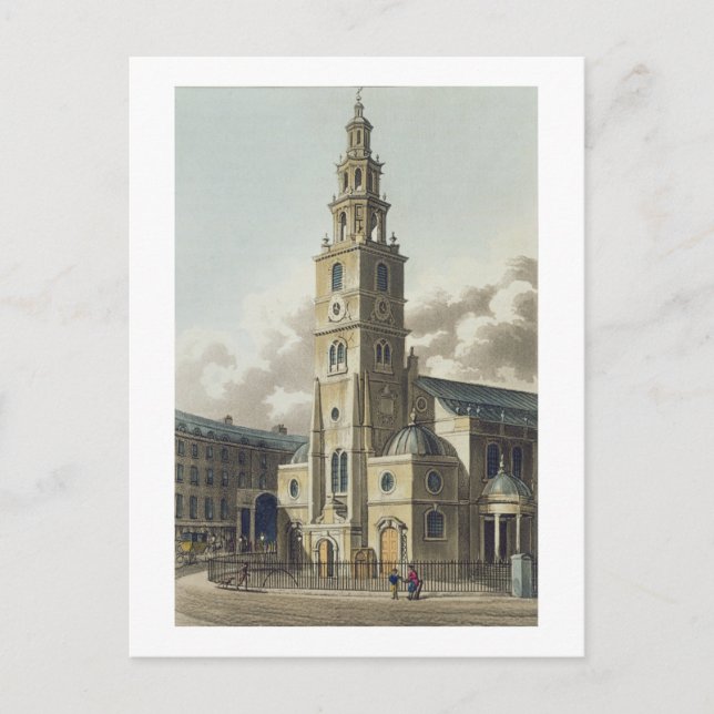 St. Clement Danes Church, pub. by Rudolph Ackerman Postcard (Front)