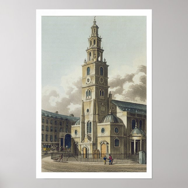 St. Clement Danes Church, pub. by Rudolph Ackerman Poster (Front)