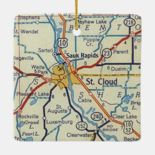 St. Cloud MN Vintage Map Ceramic Ornament