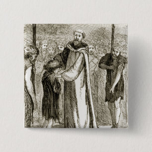 St. Columba blesses a wild boy, from 'The Trias Th 15 Cm Square Badge