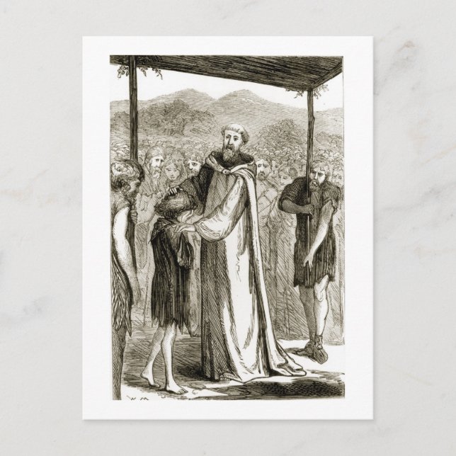 St. Columba blesses a wild boy, from 'The Trias Th Postcard (Front)