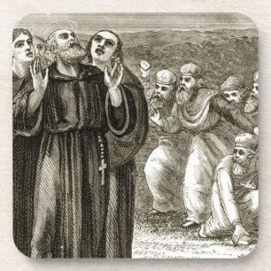 St. Columba chanting, and attacked by the Druids, Coaster
