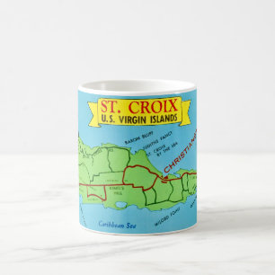 St Croix Map Postcard Blue Mug