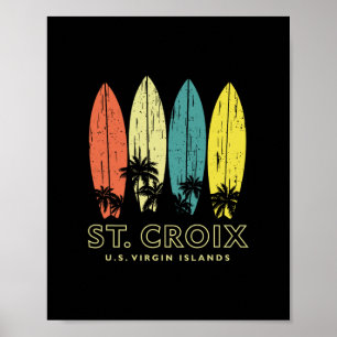 St Croix Retro Surfboards Vintage Boys Girls Souve Poster