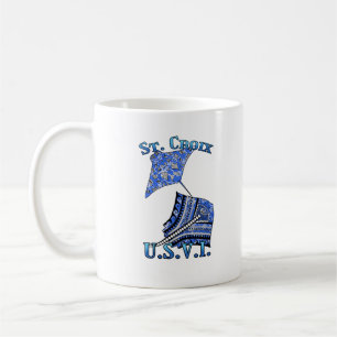 St Croix U V.I. Vacation Tribal Stingray Ocean Coffee Mug