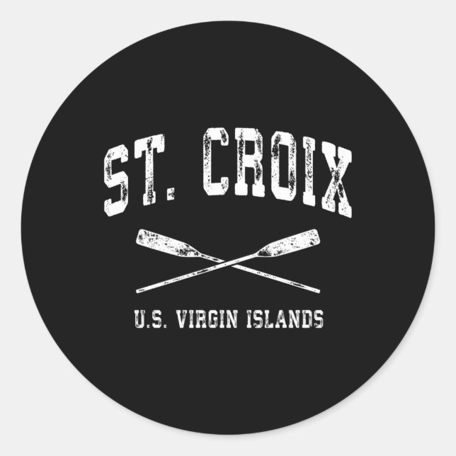 St Croix Us Virgin Islands Nautical Crossed Oars Classic Round Sticker (Front)