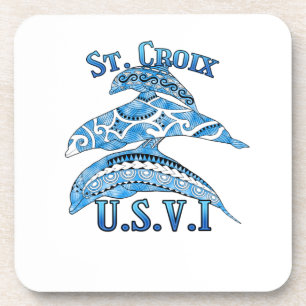 St. Croix USVI Vacation Tribal Dolphins Coaster