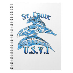 St. Croix USVI Vacation Tribal Dolphins Notebook