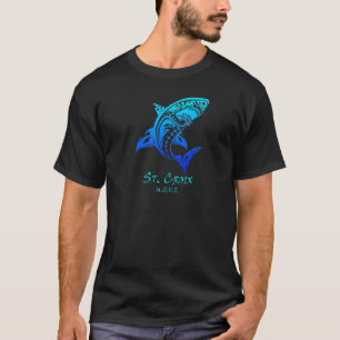 St Croix Usvi Vintage Retro Tribal Shark Vacation T-Shirt