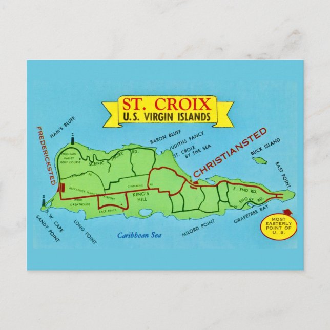 St Croix Vintage Postcard (Front)