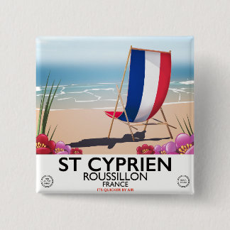 St Cyprien, Roussillon France travel poster 15 Cm Square Badge