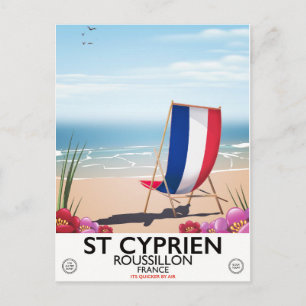 St Cyprien, Roussillon France travel poster Postcard