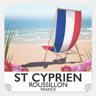 St Cyprien, Roussillon France travel poster Square Sticker
