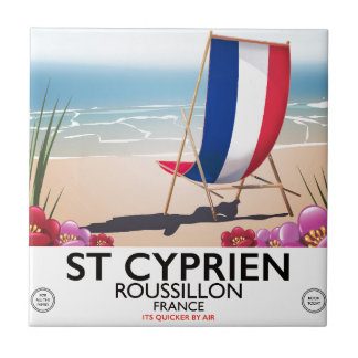 St Cyprien, Roussillon France travel poster Tile