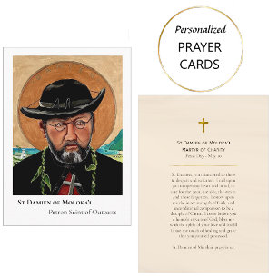 St Damien of Moloka’i Catholic Prayer Card
