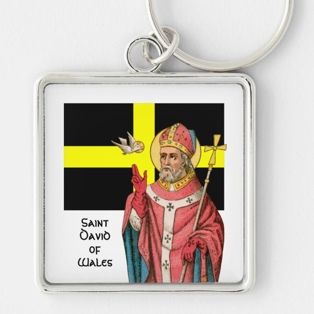 St. David of Wales (P 001) and His Flag Key Ring (Front)
