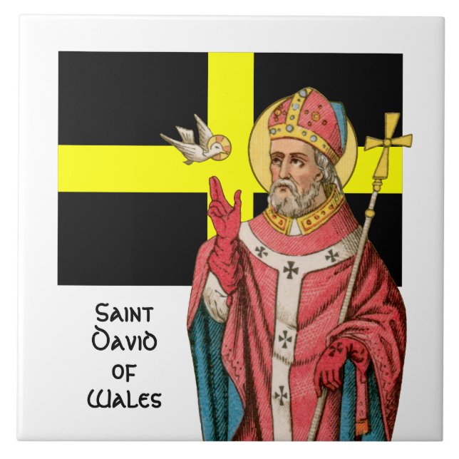 St. David of Wales (P 001) and His Flag Tile (Front)