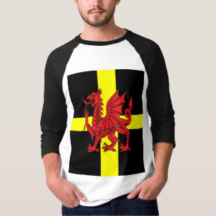 St Davids Cross And Welsh Dragon Heraldry Design T-Shirt