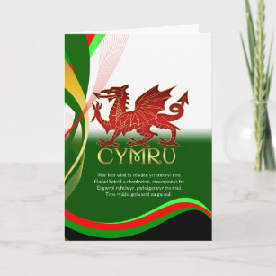 St. David's Day Card - Welsh Dragon And National A
