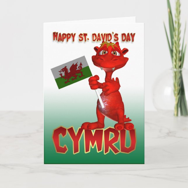 St. David's Day Card - Welsh Dragon Welsh Flag (Front)