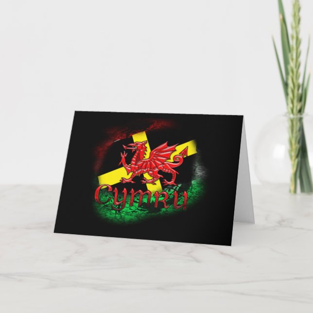 St. David's Day Greeting Card With Welsh Dragon (Front)