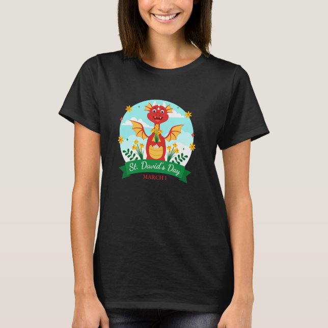 St Davids Day Wales Dydd Gwyl Dewi Cute Dragon Kid T-Shirt (Front)
