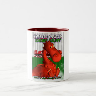 St. David's Day, Welsh Card, Dydd Gwyl Dewi Sant Two-Tone Coffee Mug