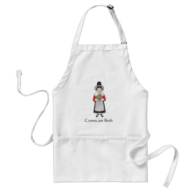 St David's Day, Welsh Costume, Card to Personalise Standard Apron (Front)