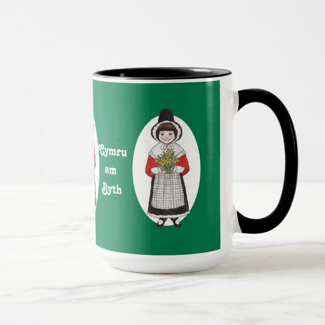 St David's Day, Welsh Costume, Mug to Personalise (Right)