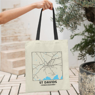 St Davids, Pembrokeshire City Map Tote Bag