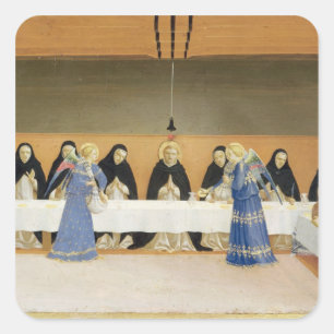 St. Dominic and his Companions Fed by Angels Square Sticker