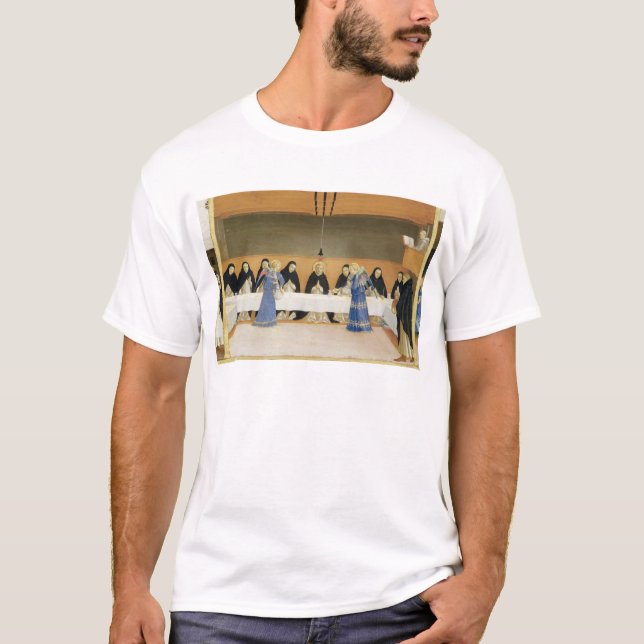St. Dominic and his Companions Fed by Angels T-Shirt (Front)