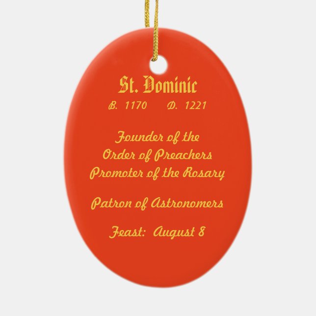 St. Dominic de Guzman (PM 02) Ceramic Tree Decoration (Back)