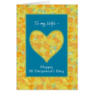 St Dwynwen's Day Daffodils Heart, for Wife