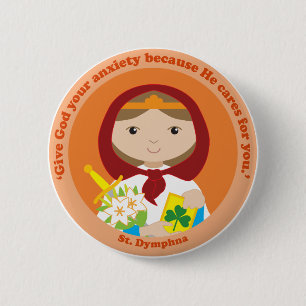 St. Dymphna 6 Cm Round Badge