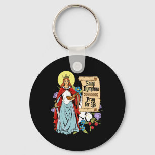 St Dymphna Purity Lily Patron Saint Mental Health  Key Ring