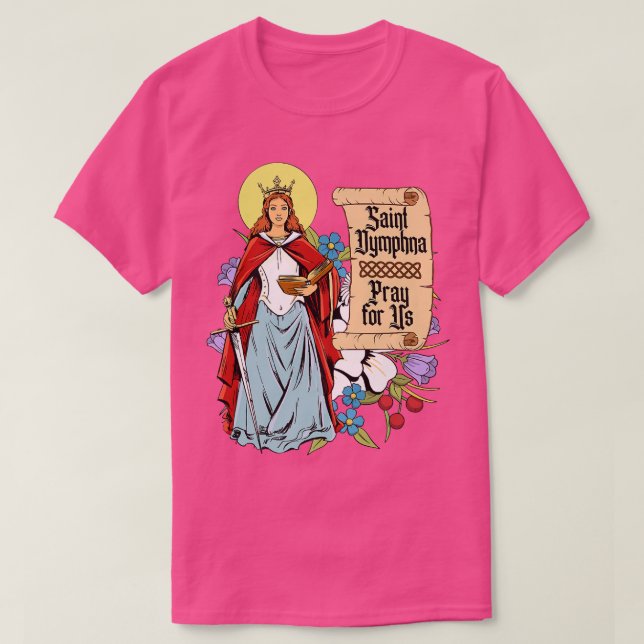St Dymphna Purity Lily Patron Saint Mental Health  T-Shirt (Design Front)