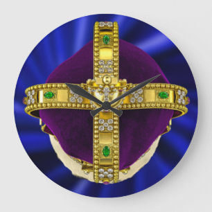 St Edwards Crown with Fur Large Clock