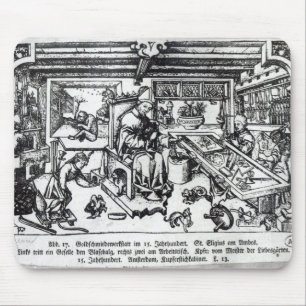 St. Eligius  as a goldsmith in his workshop Mouse Mat