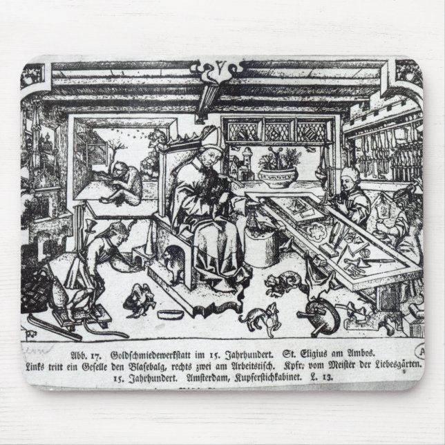 St. Eligius  as a goldsmith in his workshop Mouse Mat (Front)