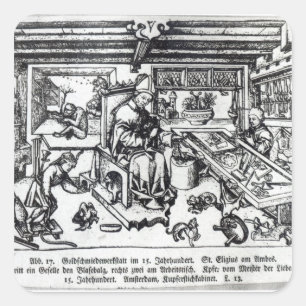 St. Eligius  as a goldsmith in his workshop Square Sticker