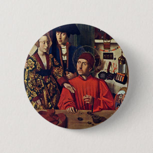 St. Eligius In His Goldsmith Workshop,  By Christu 6 Cm Round Badge