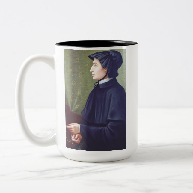 St. Elizabeth Ann Seton Patron of Catholic Schools Two-Tone Coffee Mug (Left)