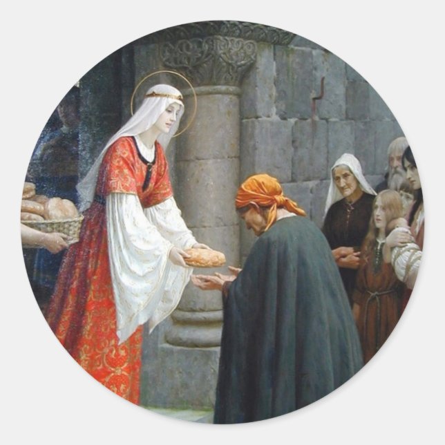 St. Elizabeth of Hungary Feeds the Poor Classic Round Sticker (Front)