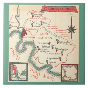 St. Emilion Bordeaux Wine Map  Ceramic Tile