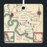 St. Emilion Bordeaux Wine Map Metal Tree Decoration<br><div class="desc">A vintage map of the  St. Emilion - Pomerol  Bordeaux wine region repurposed on an ornament.  Keep the map on the back or add a message to the back or leave it blank - You choose!</div>