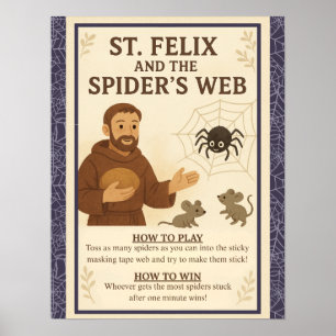 St. Felix Spider’s Web Catholic Saint Game Sign